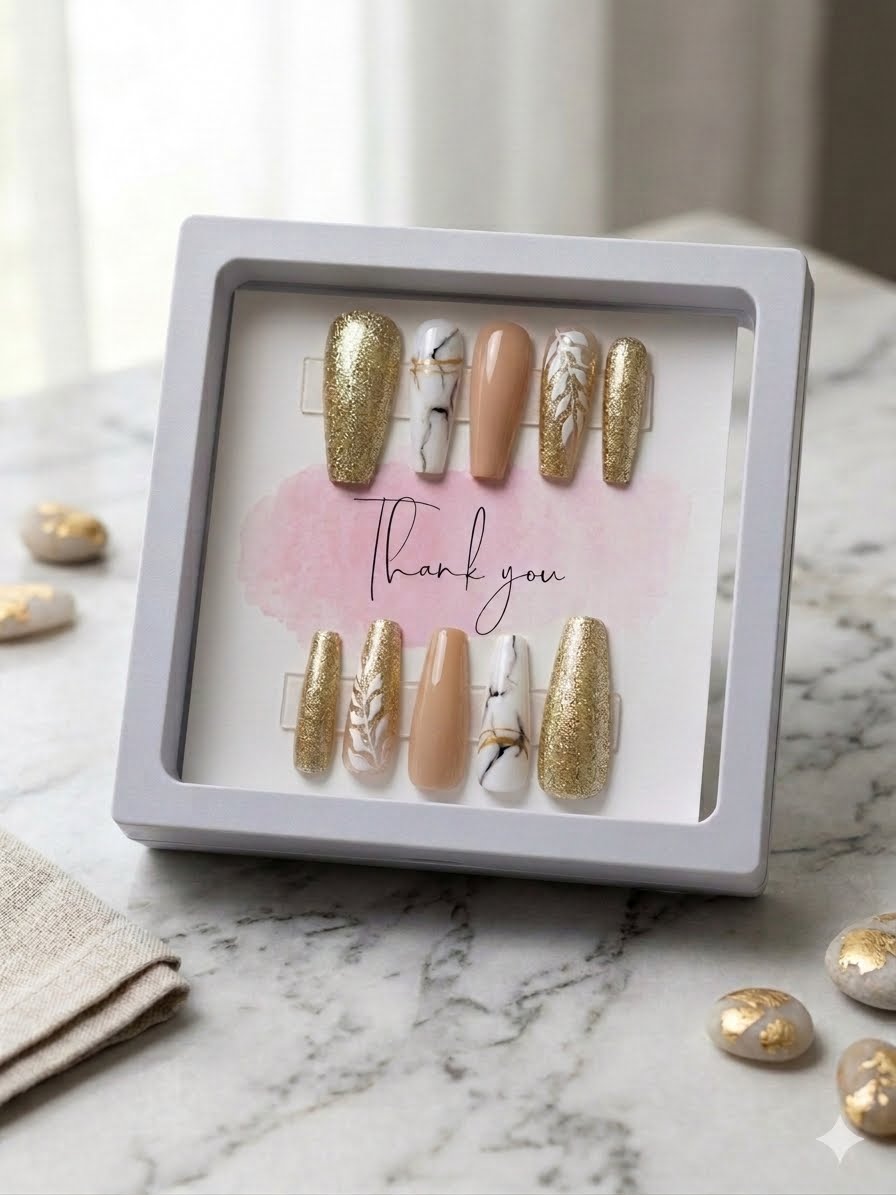 ✨ Champagne Marble ✨ Press-On Nails