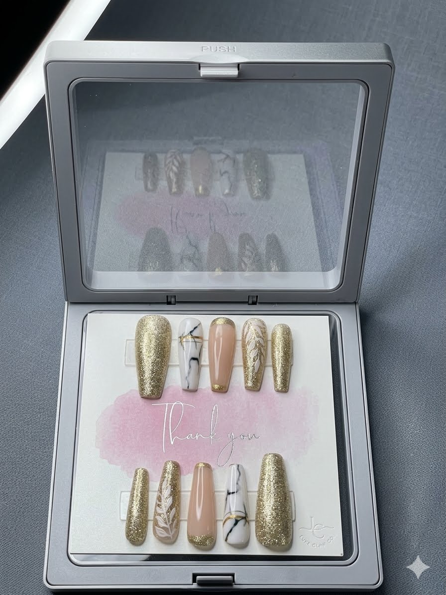 ✨ Champagne Marble ✨ Press-On Nails