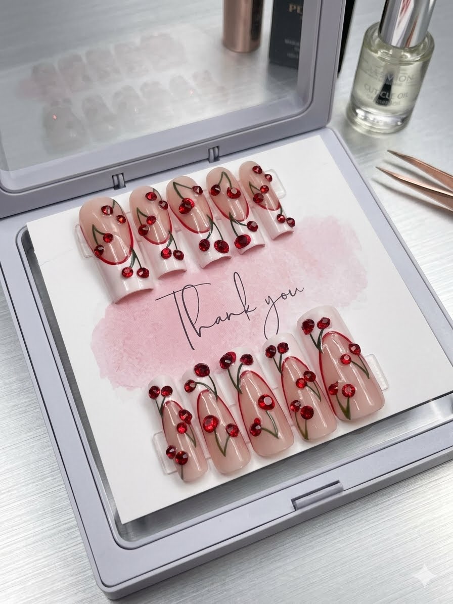 Forbidden Cherry Bundle – Press-On Nails & Toes