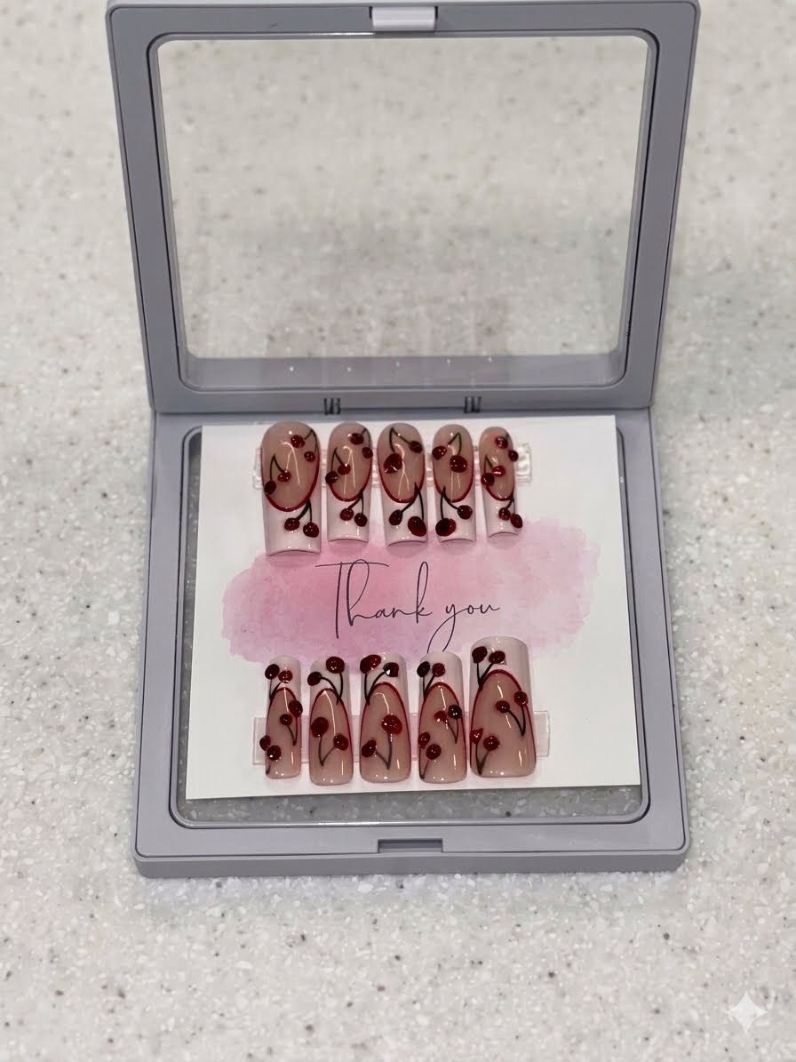 Forbidden Cherry Bundle – Press-On Nails & Toes