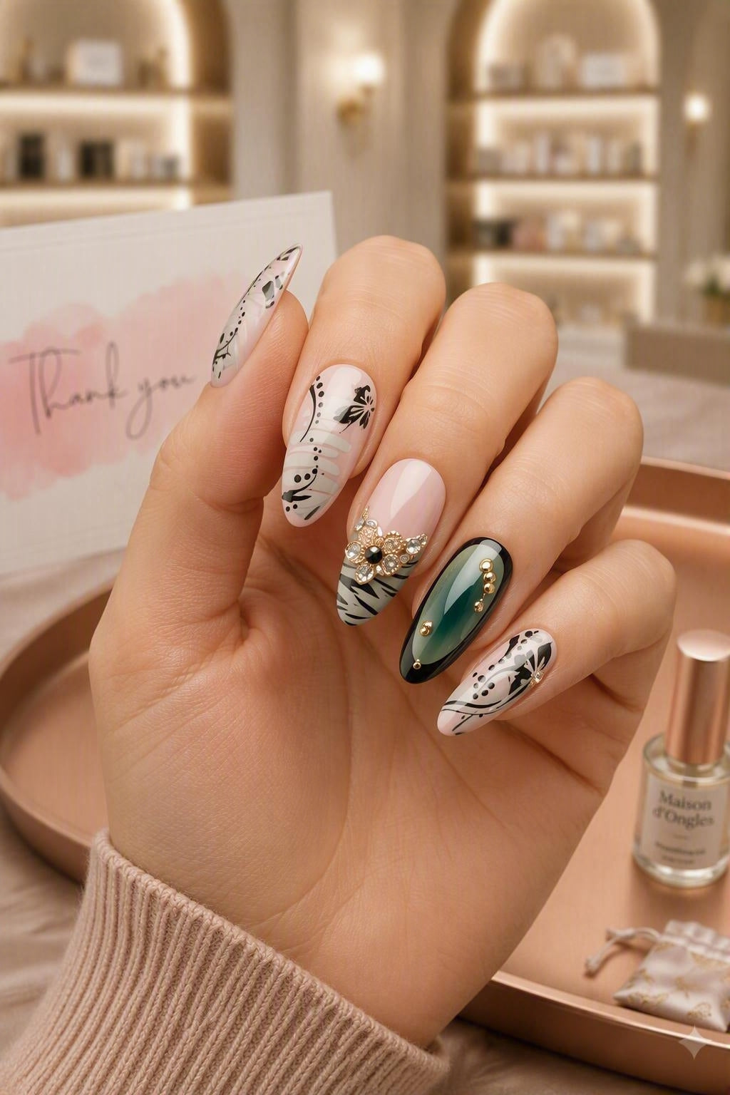 Emerald Safari Press-On Nails – Short
