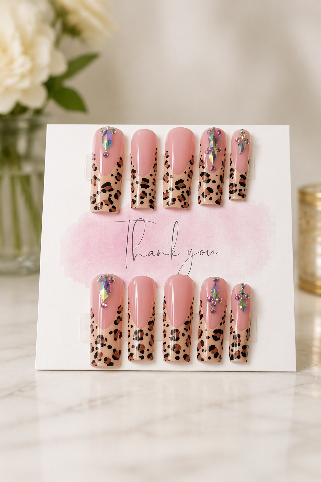 Diamond Leopard Bundle – Press-On Nails & Toes