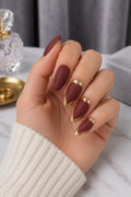 Golden Merlot Press-On Nails – Short