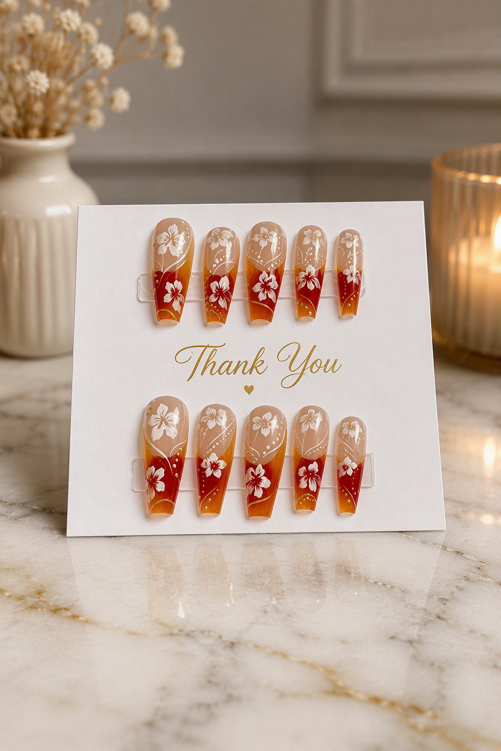Golden Hibiscus Press-On Nails