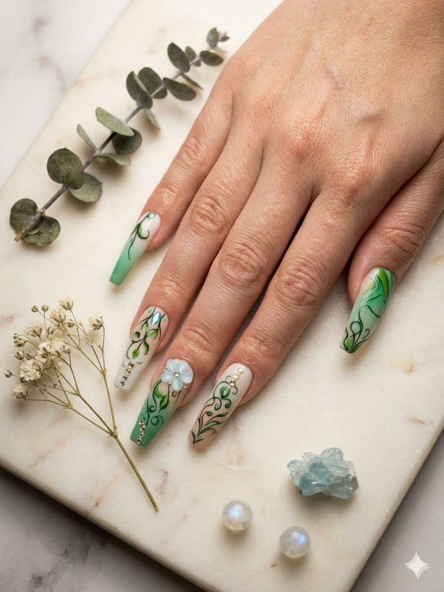 Emerald Enchanted Press-On Nails