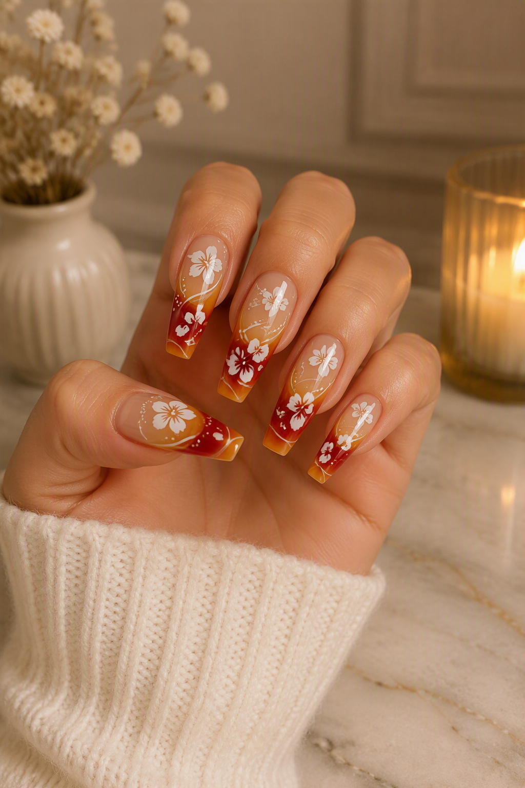 Golden Hibiscus Press-On Nails