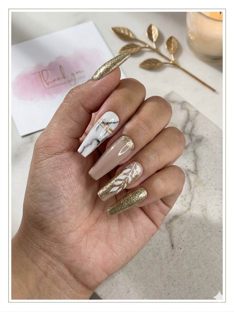 ✨ Champagne Marble ✨ Press-On Nails