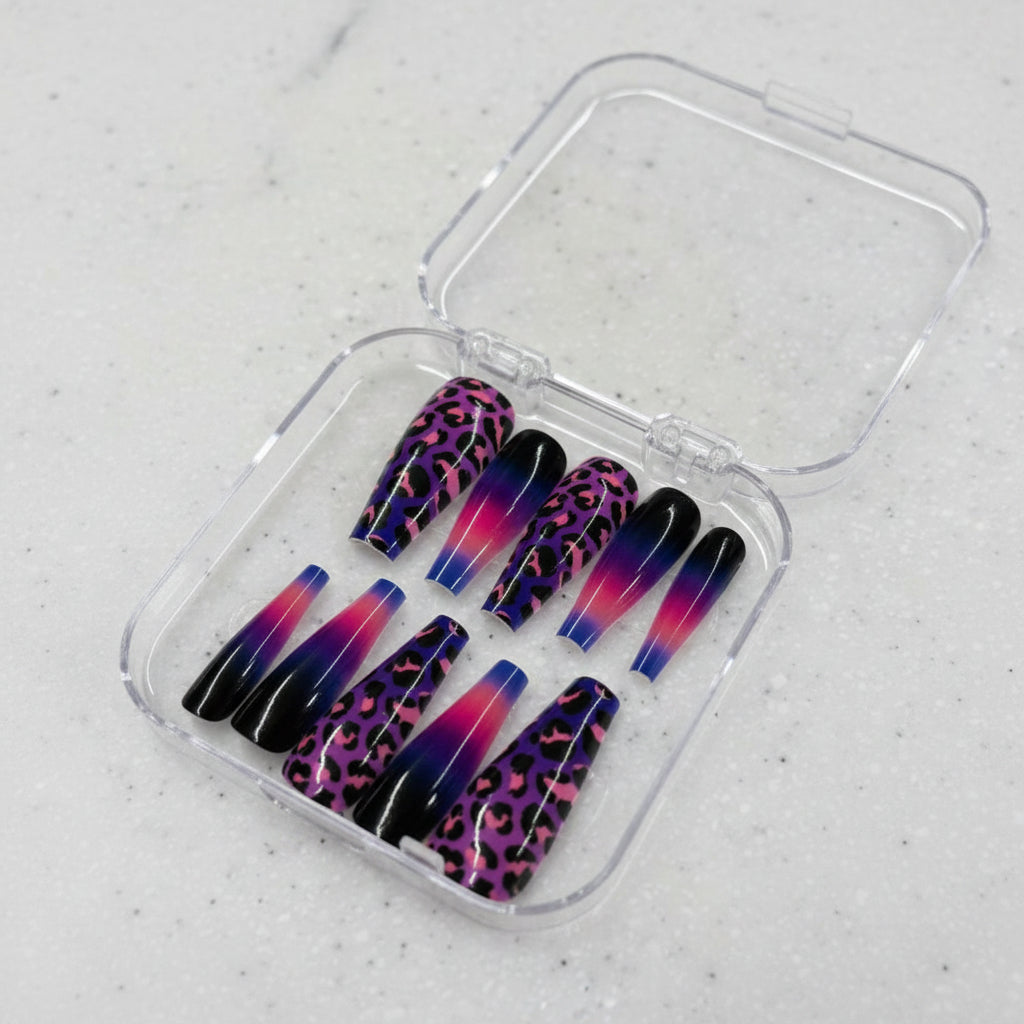 Midnight Leopard Ombré Press-On Nails