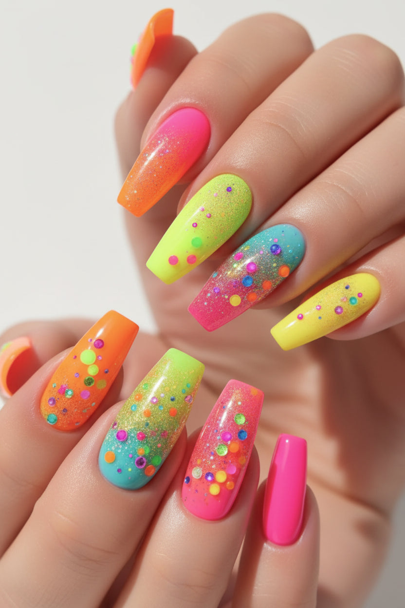 Rainbow Candy Confetti Press-On Nails