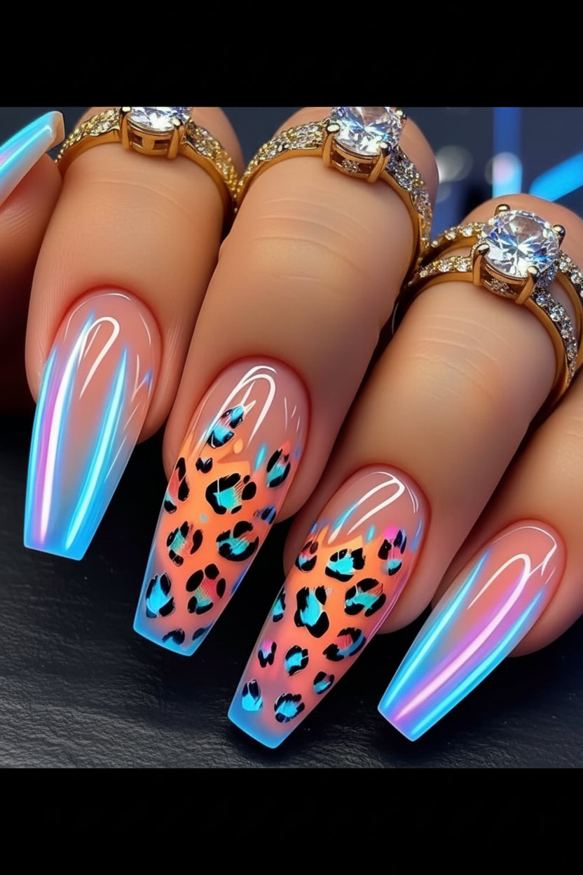 Chrome Leopard Press-On Nails 