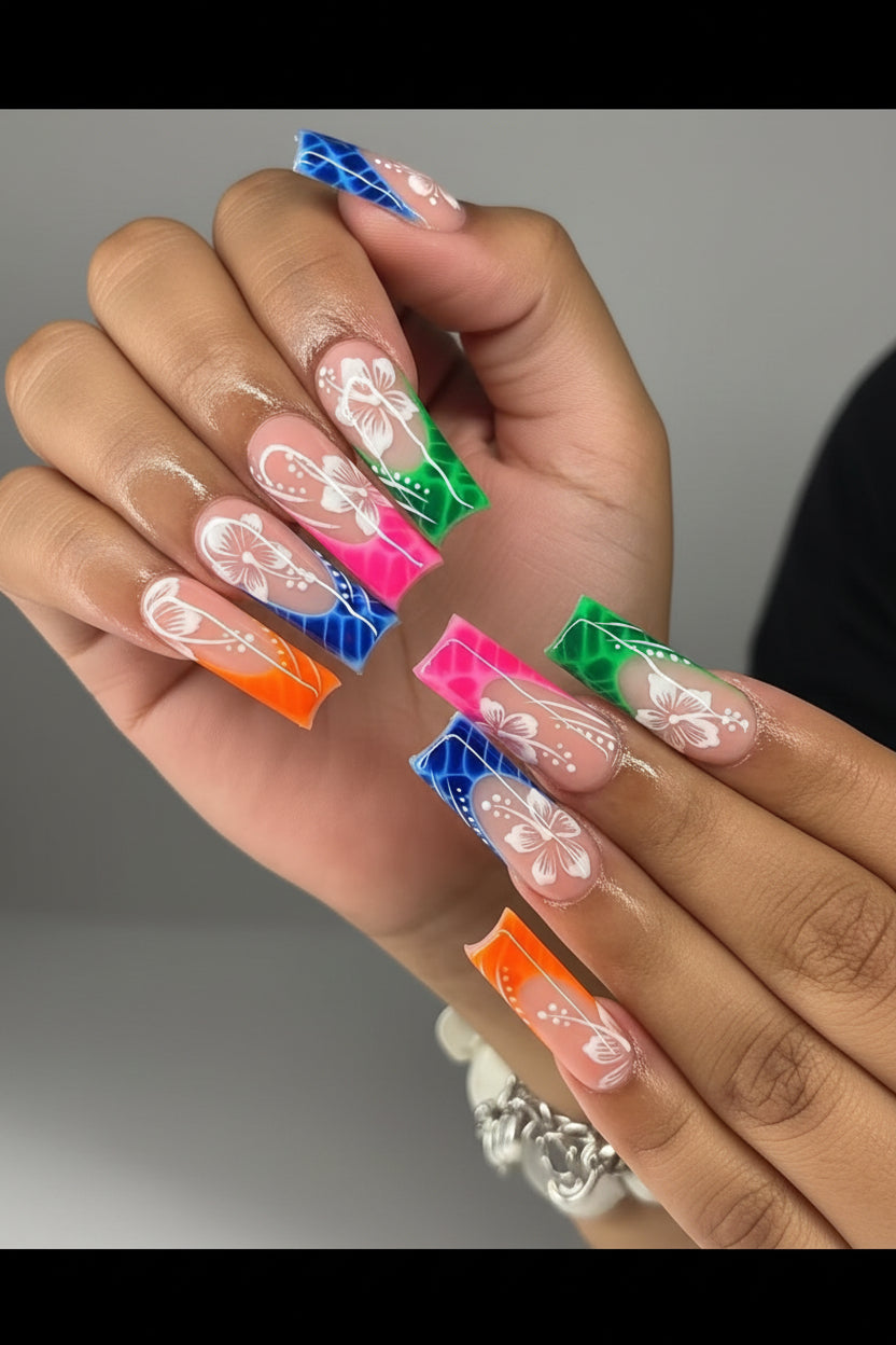 Tropical Hibiscus Multi-Color Press-On Nail Set