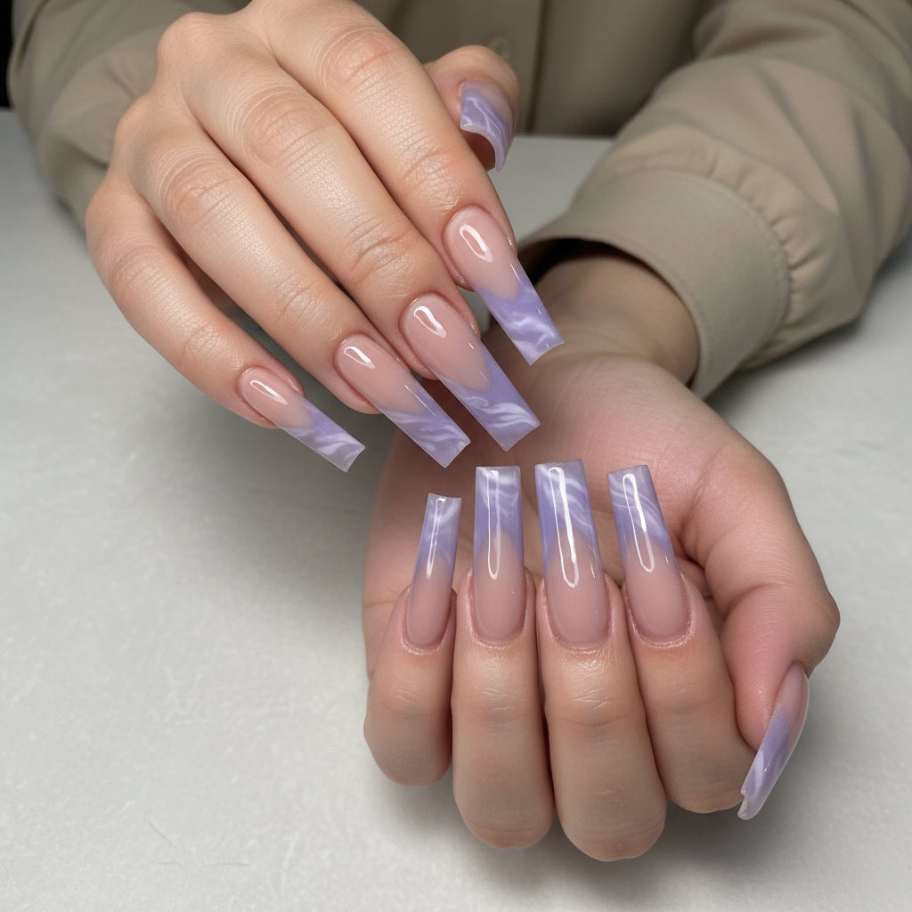 Purple Ombre French Tip Press-On Nail Set