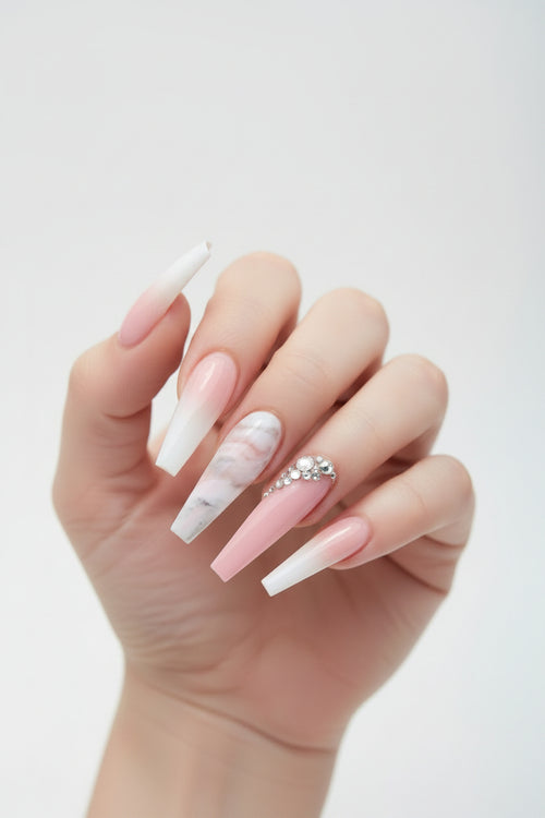 Blush Marble Ombré Press-On Nail Set