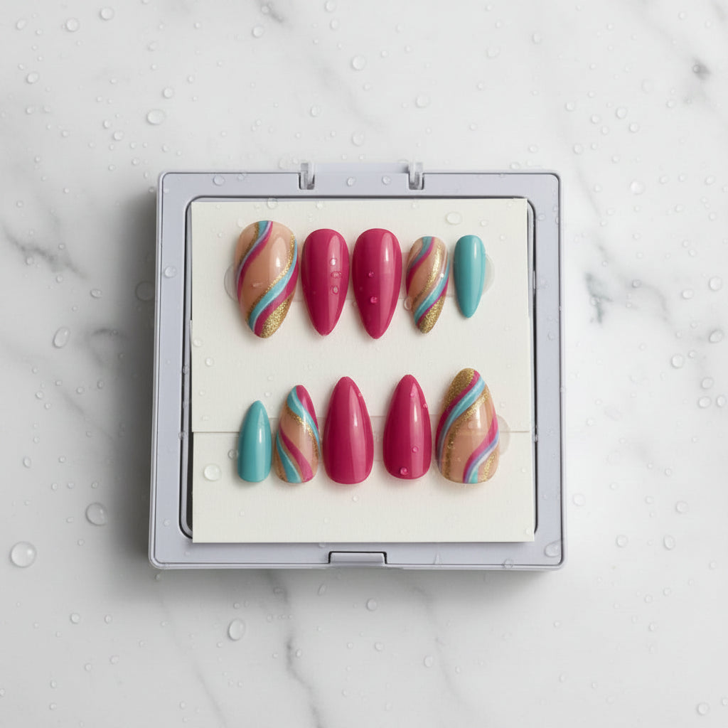 Marble Swirl Almond Press-On Nails 