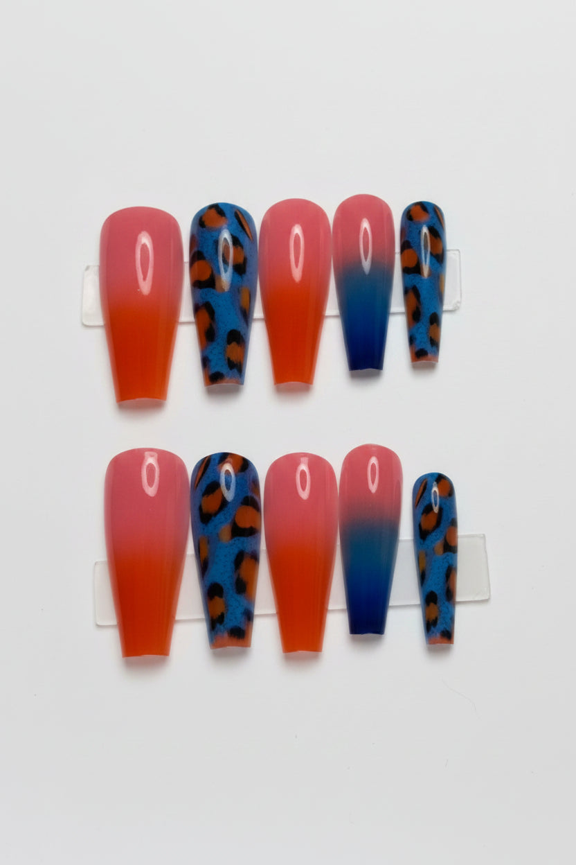 Wild Tide Ombré Leopard Print Press-On Nails