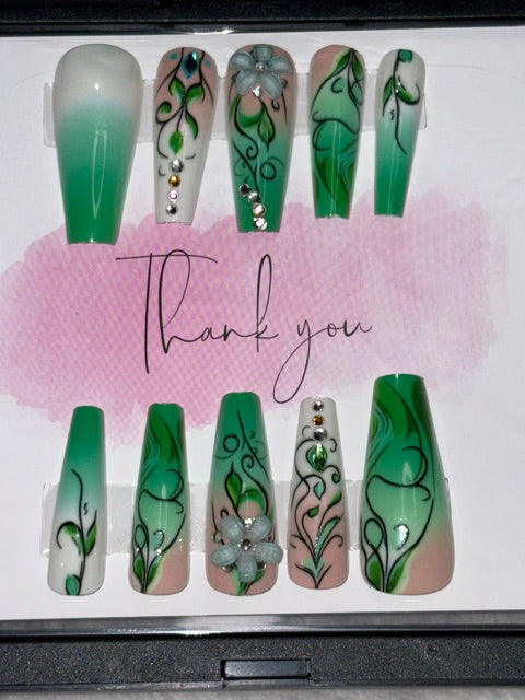 Emerald Enchanted Press-On Nails