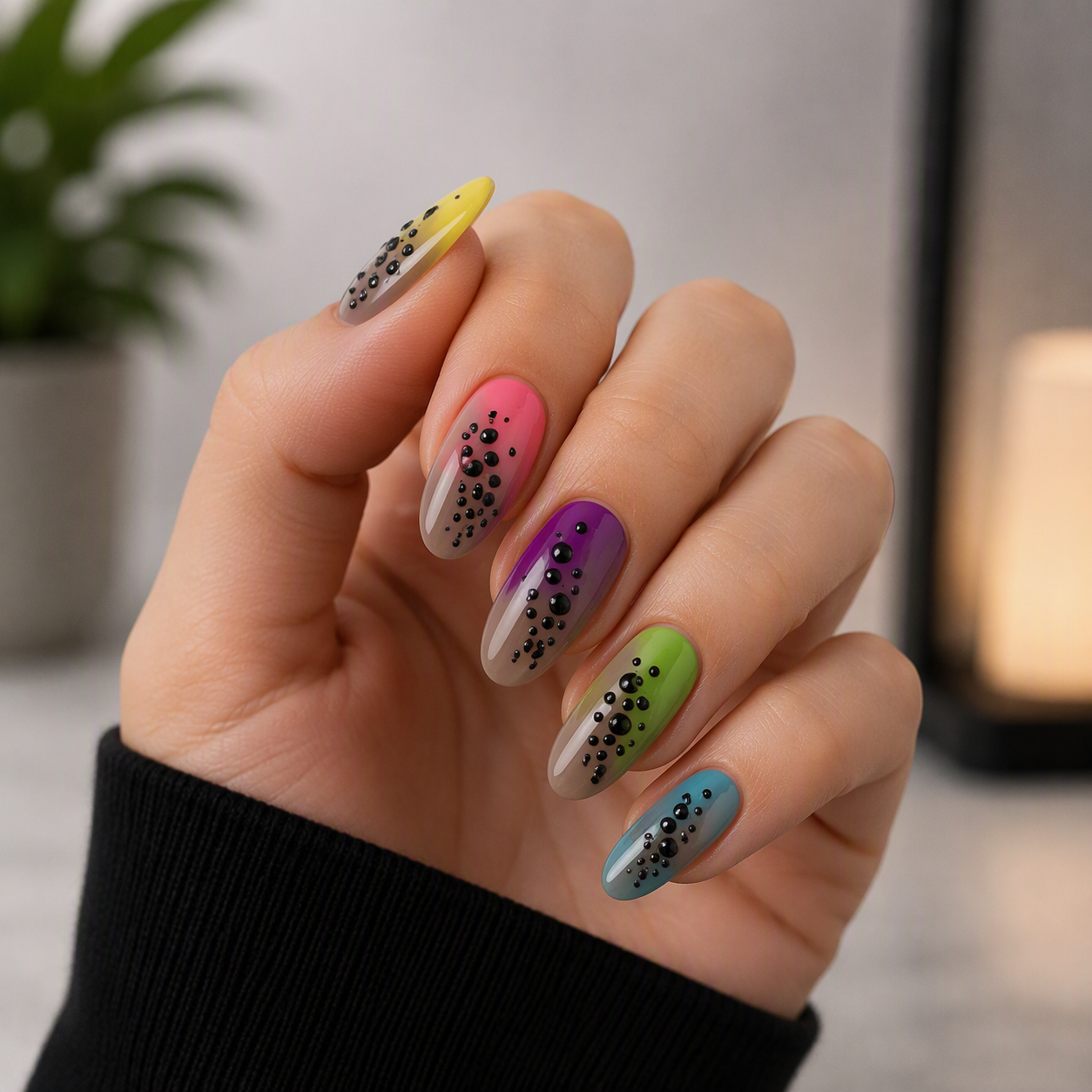 Midnight Nebula Press-On Nails – worn on hand