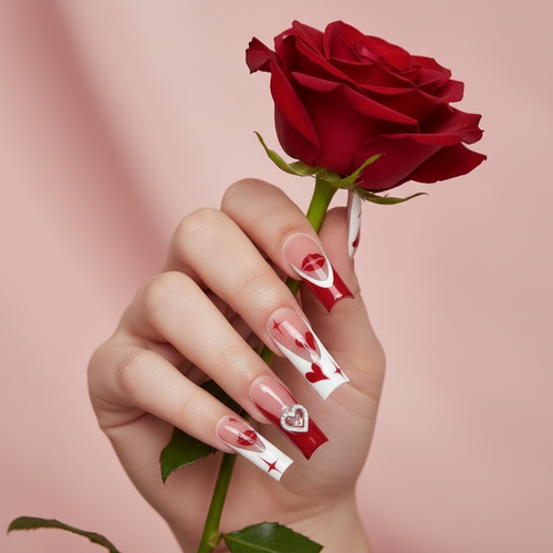 Be Mine Valentine Heart & Lips Press-On Nail Set
