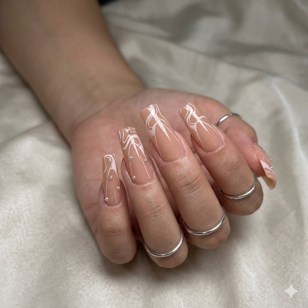Caramel Swirl Press-On Nails 