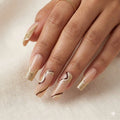 Gold Tip Chocolate Swirl Press-On Nail Set