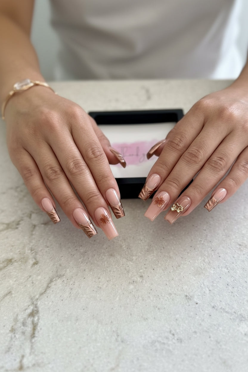 Mocha Bloom Press-On Nails