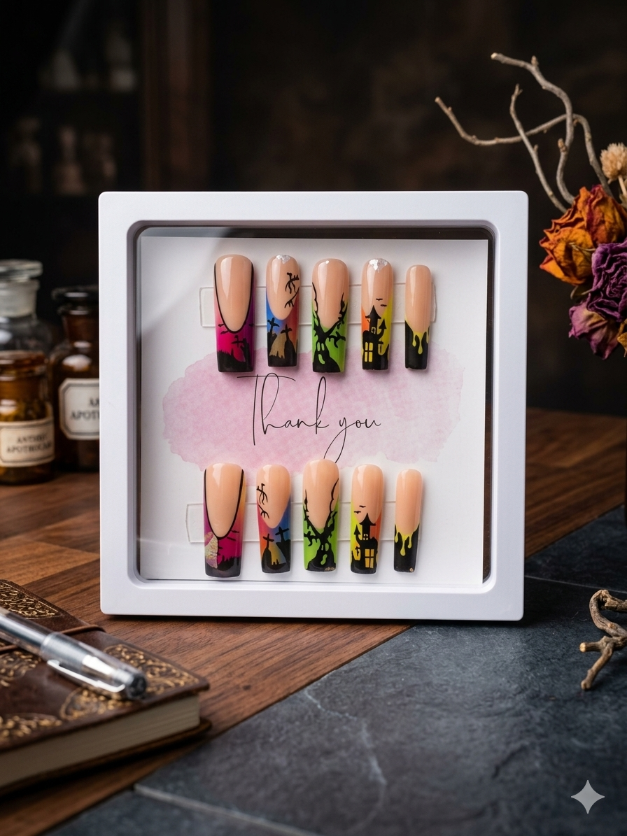 Neon Nightmares Coffin Press-On Nails — Long Length