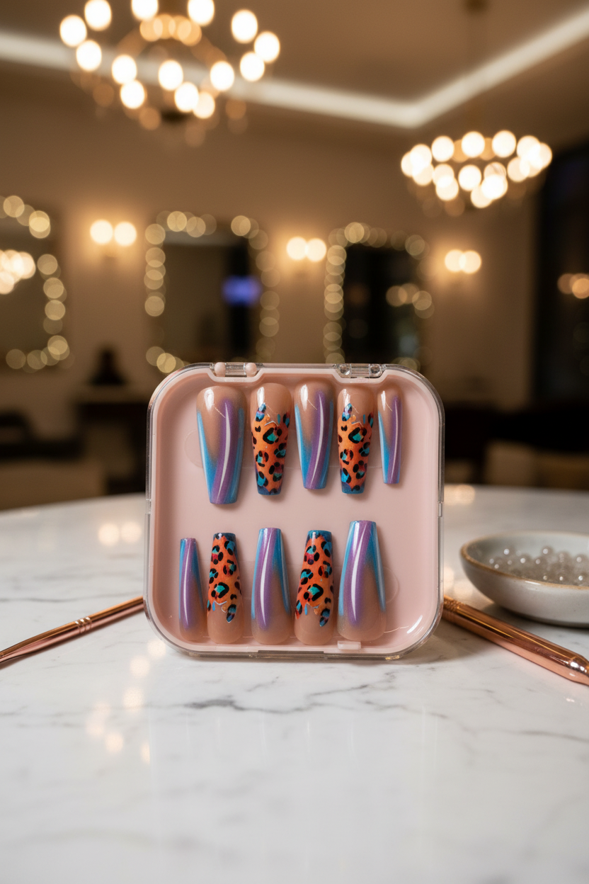 Chrome Leopard Press-On Nails 