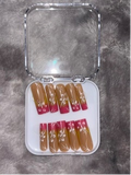 Golden Rose Floral Press-On Nail Set