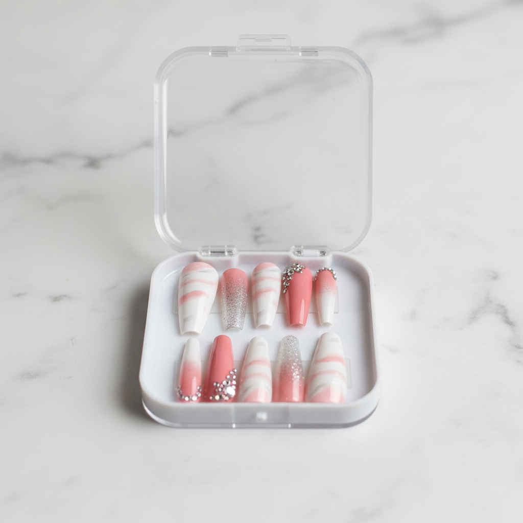 Swirl Rhinestone Press-On Nail Set