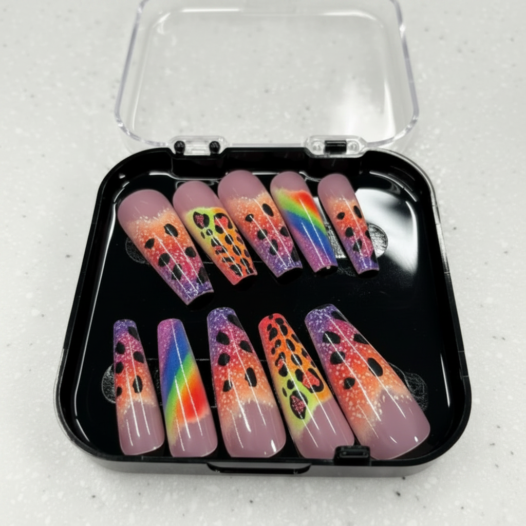 Rainbow Leopard Press-On Nails
