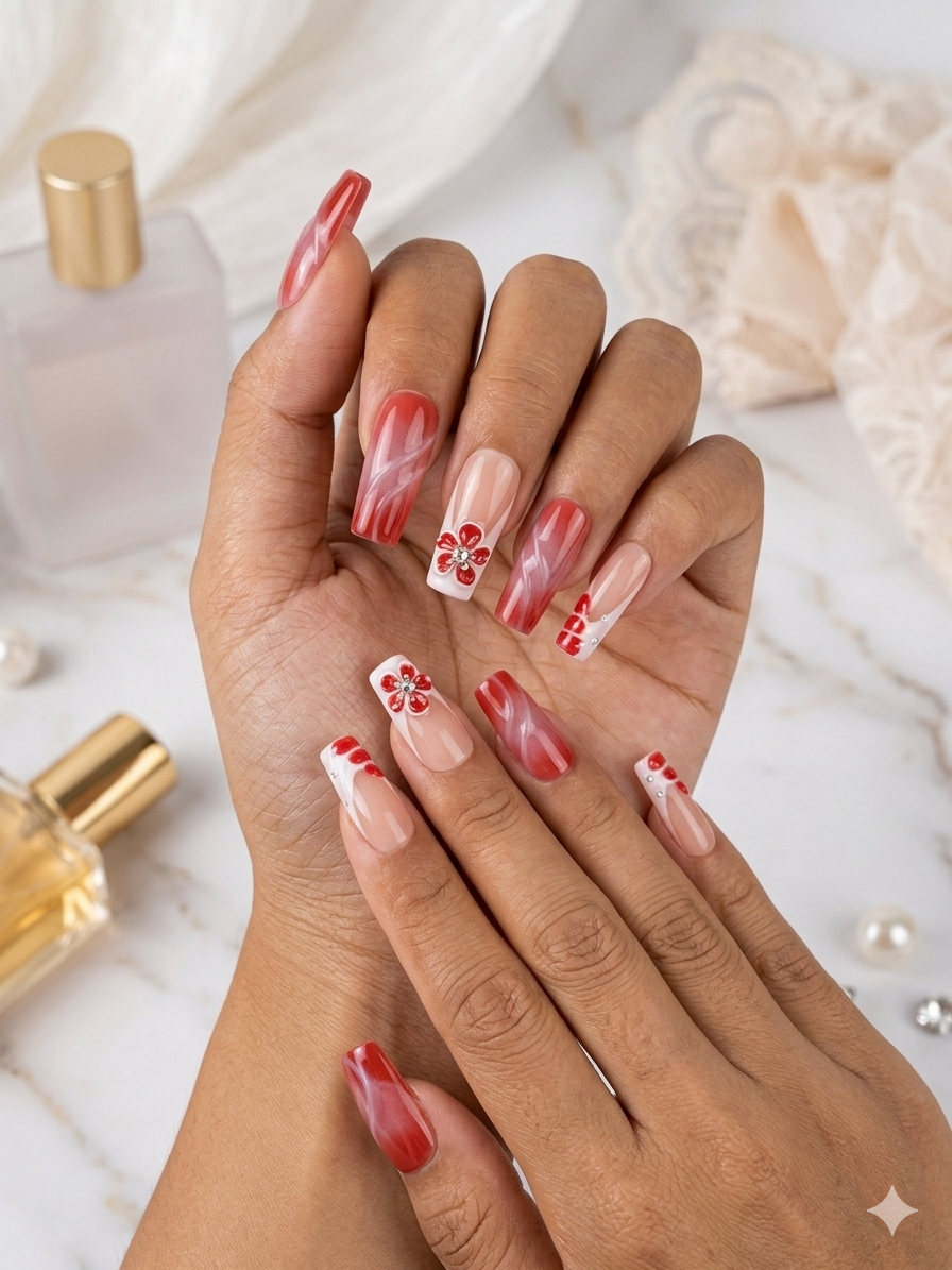 Ruby Bloom Multi-Color Press-On Nail Set