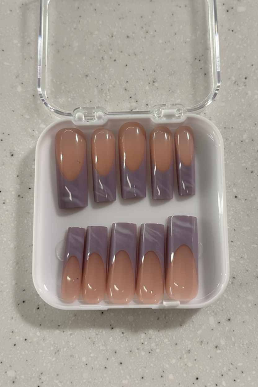 Purple Ombre French Tip Press-On Nail Set
