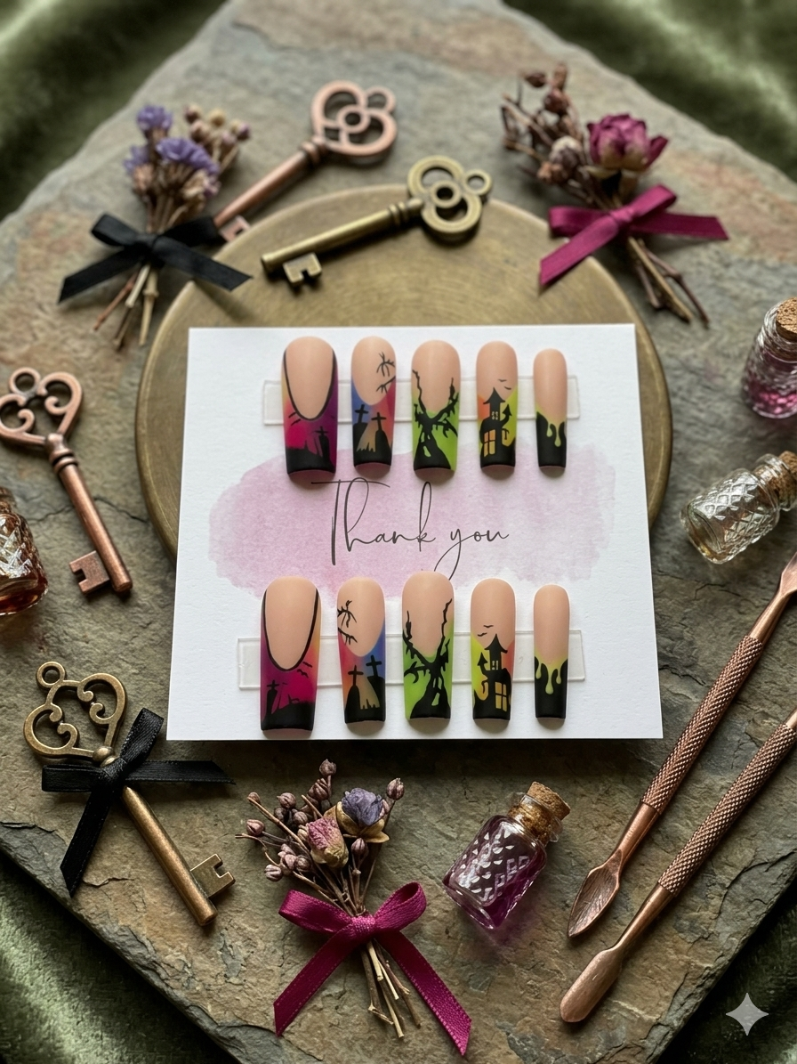 Neon Nightmares Coffin Press-On Nails — Long Length