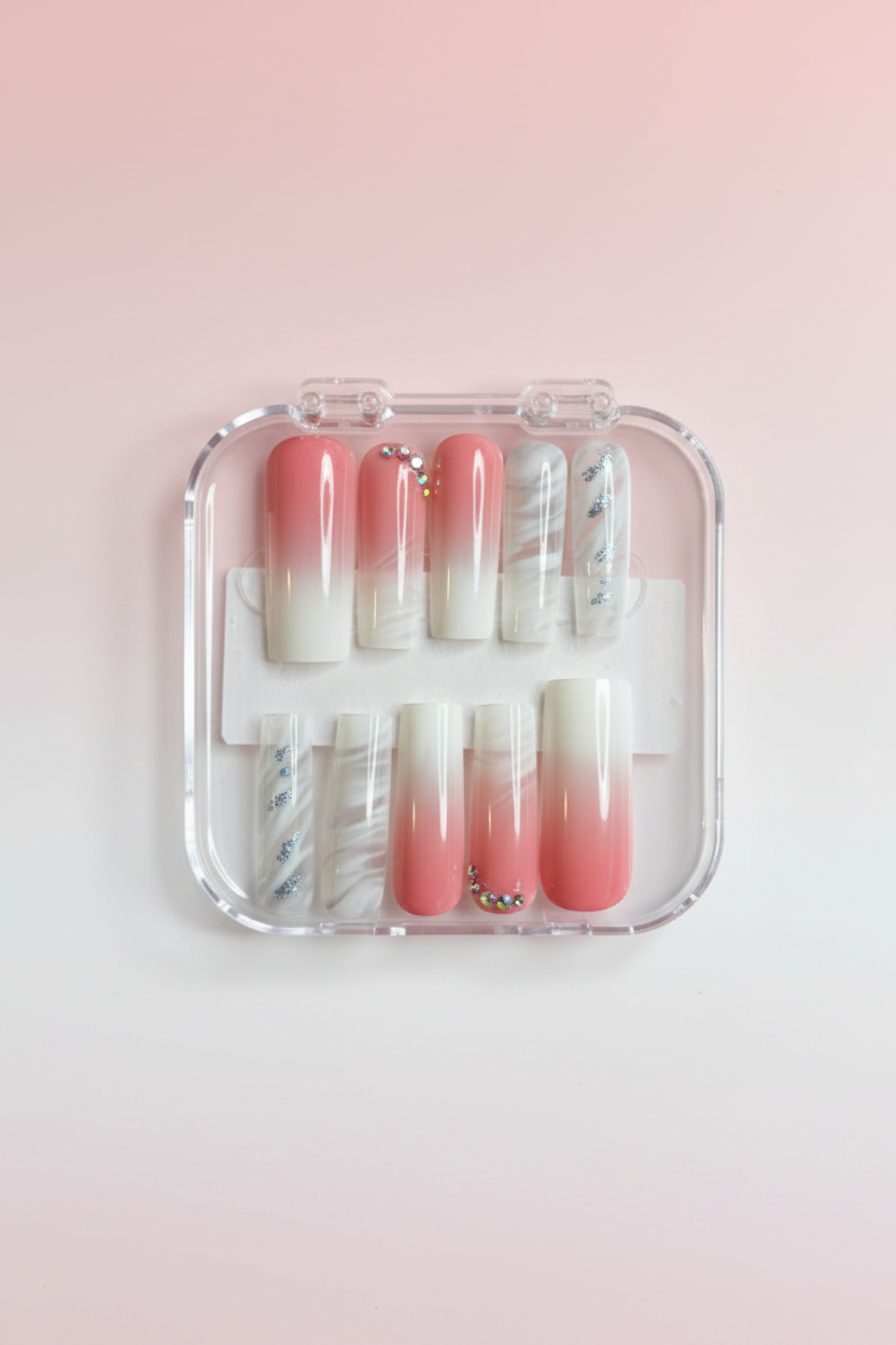 Blush Marble Ombré Press-On Nail Set