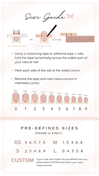 Nail sizing guide – measure widest part of nail in mm