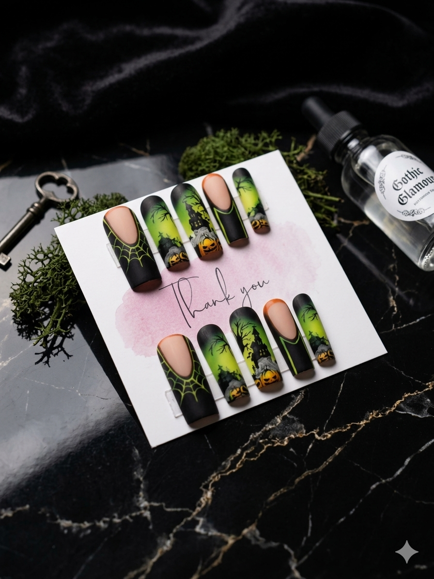Phantom Harvest Square Press-On Nails — Long Length