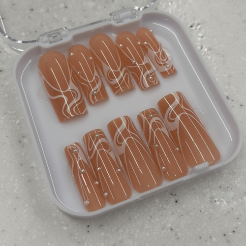 Caramel Swirl Press-On Nails 