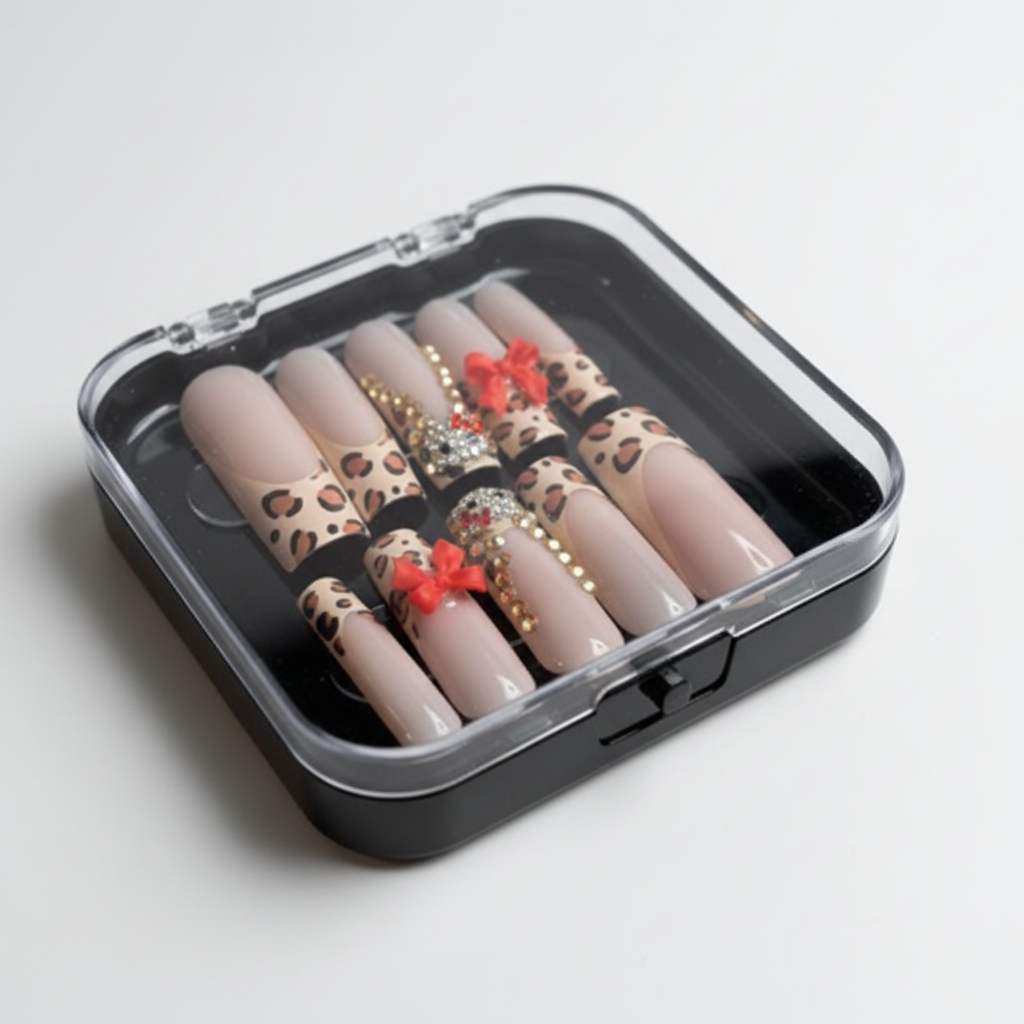 Leopard Bow Luxe Press-On Nail Set