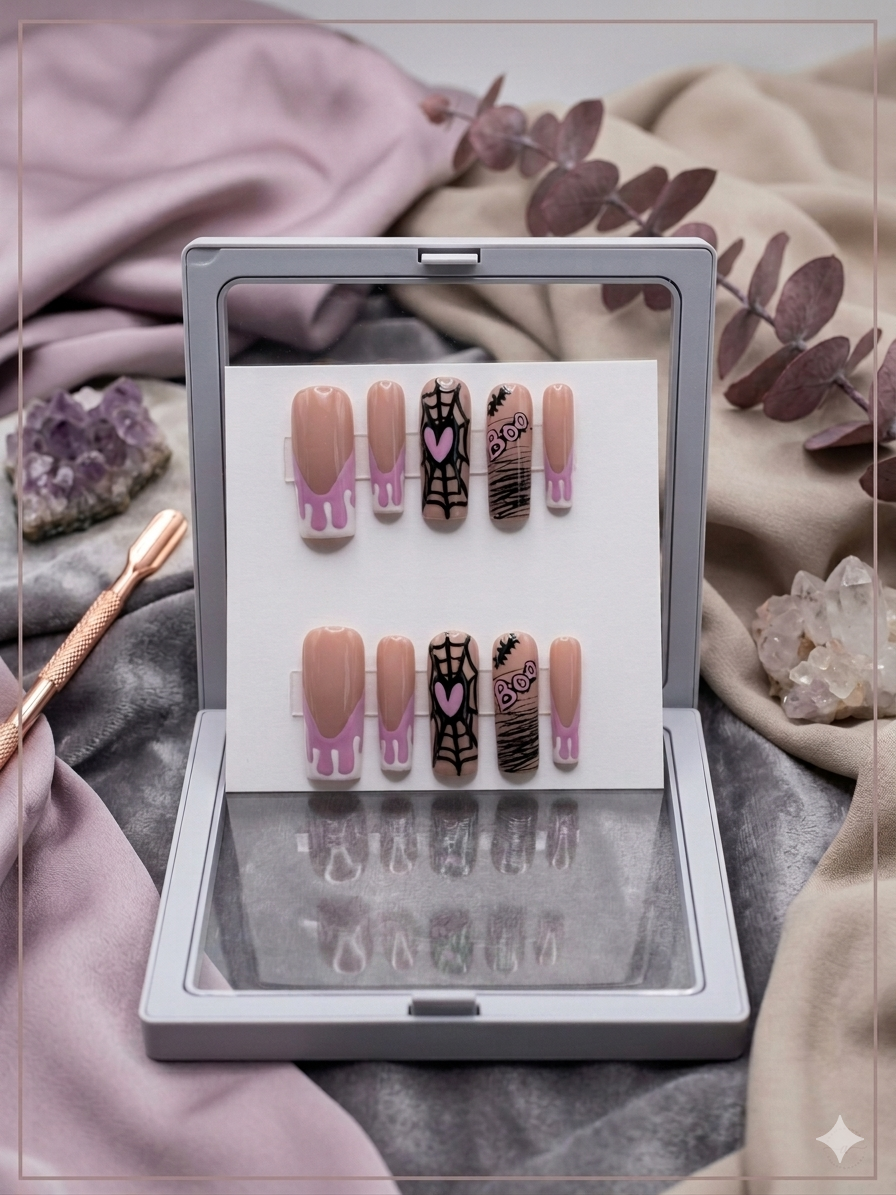 Web of Love press-on nails