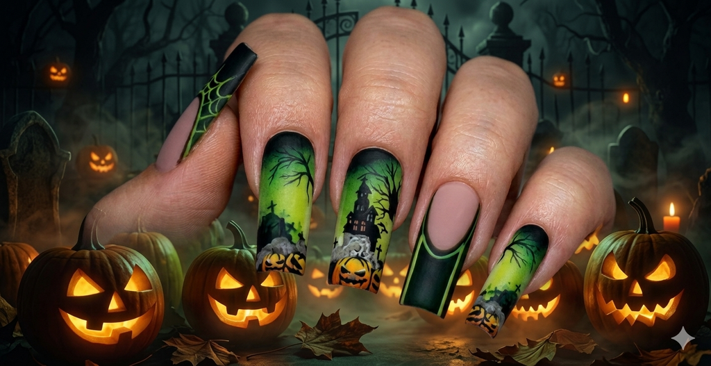 Phantom Harvest Square Press-On Nails — Long Length