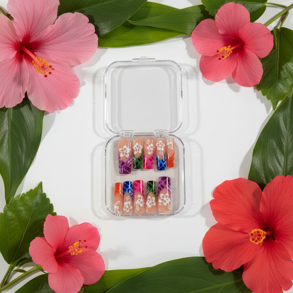 Tropical Hibiscus Multi-Color Press-On Nail Set