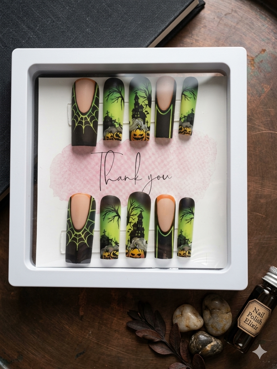 Phantom Harvest Square Press-On Nails — Long Length