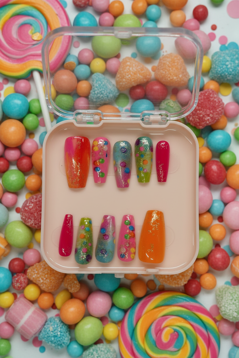 Rainbow Candy Confetti Press-On Nails