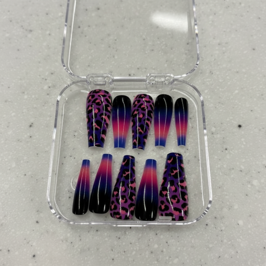 Midnight Leopard Ombré Press-On Nails