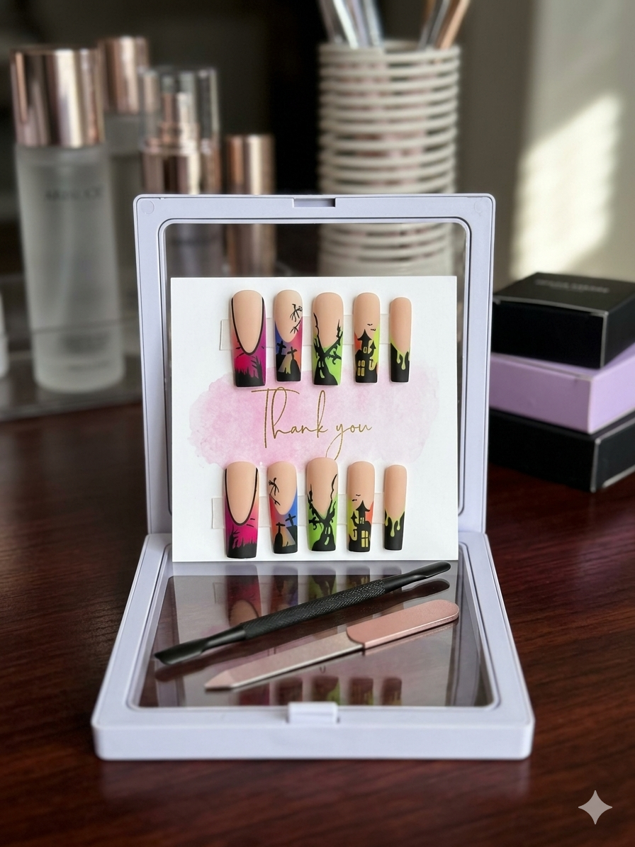 Neon Nightmares Coffin Press-On Nails — Long Length