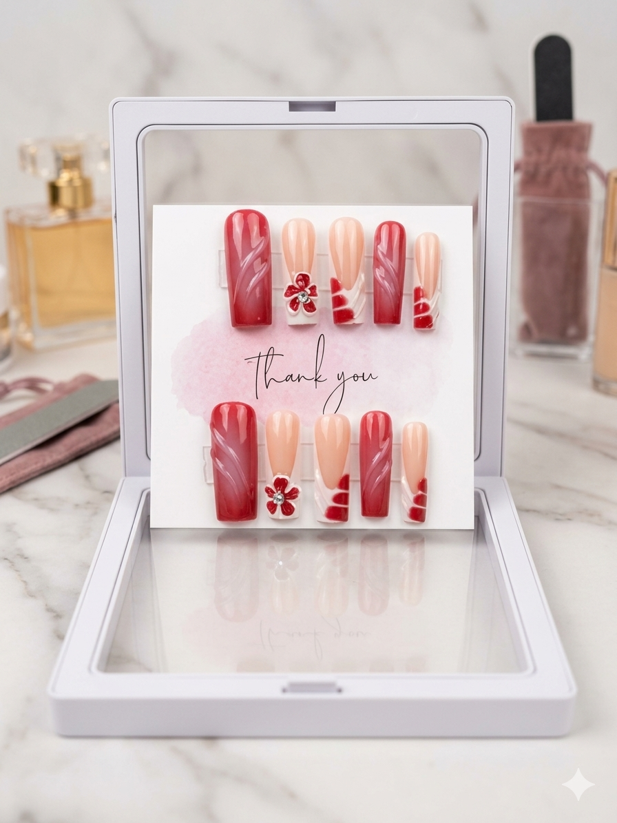 Ruby Bloom Multi-Color Press-On Nail Set