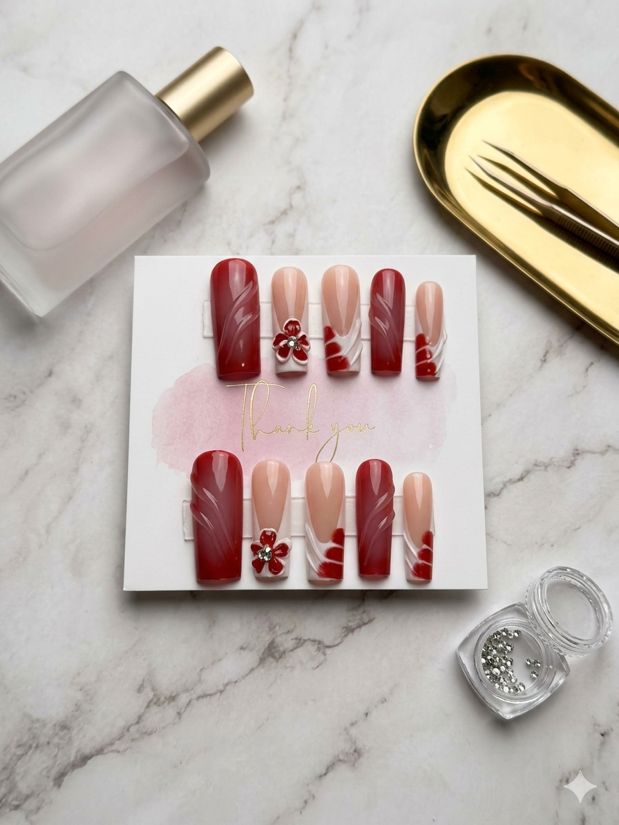 Ruby Bloom Multi-Color Press-On Nail Set