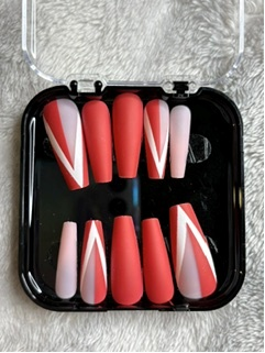Red Hot Geometric Press-On Nail Set