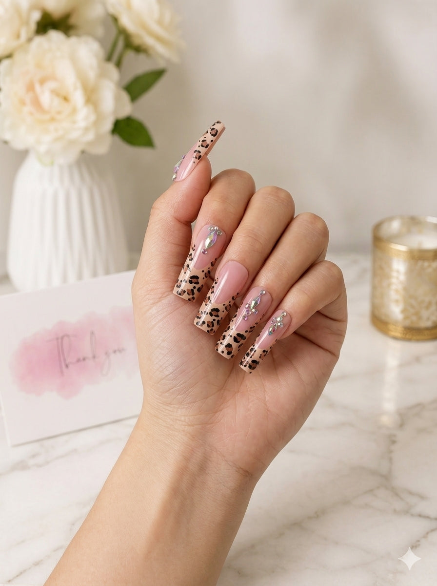 Diamond Leopard Bundle – Press-On Nails & Toes