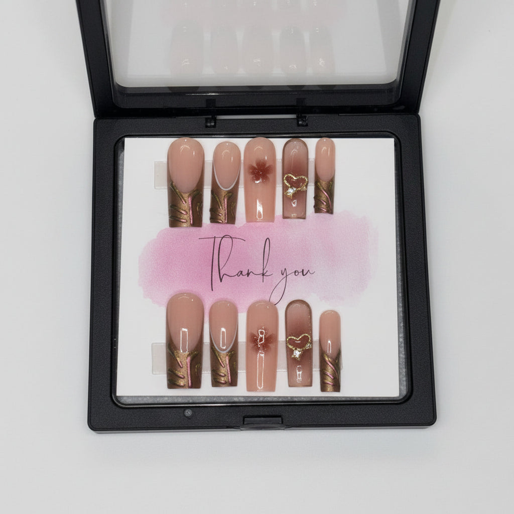 Mocha Bloom Press-On Nails